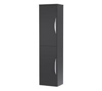 Wall Hung 2 Door Tall Bathroom Storage Unit - 350mm - Soft Black
