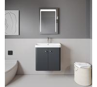 Balterley Wall Hung 2 Door Vanity Unit with Ceramic Sink Dark Grey 600mm Balterley Grey