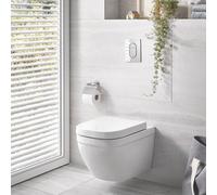Wall Hung Toilet Set Grohe Euro Keramik with flat bottom and Soft-Close flap Alpine White