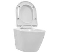 Vidaxl Wall Hung Rimless Toilet Ceramic Black, Black