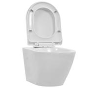 Wall Hung Rimless Toilet Ceramic Bathroom Suspended Seat White/Black vidaXL