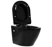 Wall Hung Rimless Toilet Ceramic Bathroom Suspended Seat White/Black vidaXL