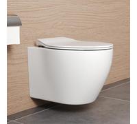 Wall Hung Rimless Toilet, DeerValley 1.6 GPF/1.1 GPF Dual Flush Limescale-Resistant Water-Saving Toilet Bowl with Soft Closed Seat for Bathroom