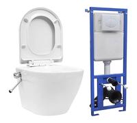 Wall Hung Rimless Toilet with Concealed Cistern Ceramic Floating Toilet vidaXL