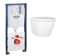 Wall Hung Rimless Toilet with Soft Close Seat 1130mm Grohe Cistern and Frame - Newport