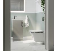 Wall Hung Toilet and Grey Gloss Basin Vanity Unit Cloakroom Suite - Ashford