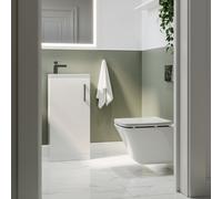 Wall Hung Toilet and White Gloss Basin Vanity Unit Cloakroom Suite - Ashford
