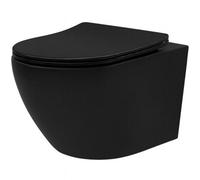 Wall-Hung Toilet Bowl Rea Carlo Mini Tornado Black Ceramic