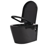 Wall Hung Toilet Ceramic Suspended Bathroom Furniture White/Black vidaXL