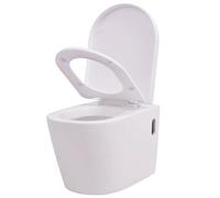 Wall Hung Toilet Ceramic Suspended Bathroom Furniture White/Black vidaXL