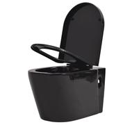 Wall Hung Toilet Ceramic Suspended Bathroom Furniture White/Black vidaXL