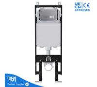 Wall Hung Toilet Concealed Cistern With Viva Slim Frame Dual Flush Adjustable 1.14-1.35M & Square Chrome Flush Plate