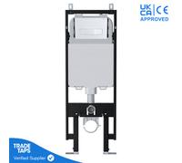 Wall Hung Toilet Concealed Cistern With Viva Slim Frame Dual Flush Adjustable 1.14-1.35M & Square Gloss White Flush Plate