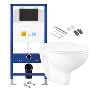 Wall Hung Toilet Pan with 1.10m Concealed Cistern Fame - Matt Black Flush Plate