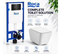 Wall Hung Toilet Set 112Cm Roca Frame Concealed Cistern Black Flush Plate