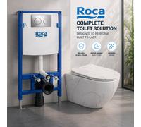 Wall Hung Toilet Set 112Cm Roca Frame Concealed Cistern Chrome Flush Plate