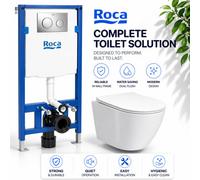 Wall Hung Toilet Set 112Cm Roca Frame Concealed Cistern Chrome Flush Plate