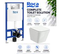 Wall Hung Toilet Set 112Cm Roca Frame Concealed Cistern Chrome Flush Plate