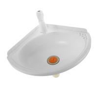Wall Hung Triangle Sink with Faucet for Corner Use | White Plastic Finish, Mini Wall Mounted Basin, Compact Washing Station for Powder Rooms and Balconies