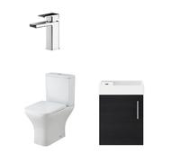 Wall Hung Vanity, Toilet, Cistern, Seat & Tap - Charcoal Black/Chrome Balterley Silver One Size