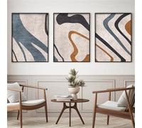 Wall Images,3 Pieces-Blue Beige Black Lines Simple Abstract Modern Poster Wall Art Canvas Painting Printed Picture Living Room Kitchen Office Bedroom Home Decoration-60 * 70cm/24 * 27inch(Unframed)