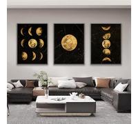Wall Images,3 Pieces-Dark Night Moon Instant Full Moon Pattern Wall Art Decoration Painting Suitable for Home Living Room Bedroom Office Decoration Poster-60 * 80cm/24 * 31inch(Unframed)