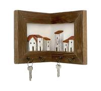 Wall Key Holder - 3D Wooden Rustics Homes Organization with Hooks | Key Ring Holder, Daily for Entryway Hallway Living Room Offices Home Apartment Mudroom Foyer Dog Station Corner Entrance