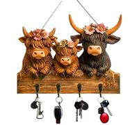 Wall Key Holder 4-Hook Space-Saving 2D Flat