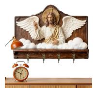 Wall Key Ring | 2D Jesus Design Key Ring - Wall Mounted Storage Shelf - Entryway Living Room Office Bedroom