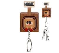 Wall Key Ring - Wooden Magnetic Keychain With Creative Expressive Design | Custom Pendant For Shoe Cupboard Entryway | Magnetic Wall Keychain For Home