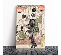 Wall Kitagawa Utamaro Vintage Japanese Oriental Art (15) Canvas Print | Gallery Wrapped 30mm Frame Wall Art | 20x14 inches | Ready to Hang | Asian Picture | Living Room Bedroom Lounge Office