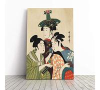 Wall Kitagawa Utamaro Vintage Japanese Oriental Art (17) Canvas Print | Gallery Wrapped 30mm Frame Wall Art | 24x16 inches | Ready to Hang | Asian Picture | Living Room Bedroom Lounge Office