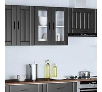 vidaXL Kitchen Wall Cabinet with Glass Door Porto Black kitchen wall unit