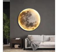 Wall Lamp, 45W LED Dimmable Moon Wall Light, Modern Indoor Designer Art Deco Lighting, Metal and Acrylic with Remote Control for Living Room and Hallway
