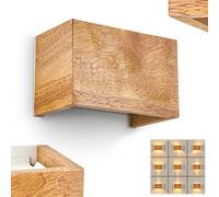 Wall lamp Badajoz, Modern wall lamp Made of Wood/Metal in Nature/White, Angular Light with Different Light Effects in Scandinavian Design, Up & Down Light, 1-Flame, 1 x G9, Without Bulb