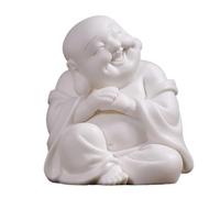 Wall lamp Buddha Ornament Figurine, 3.7 Inches Ceramic Buddha Statue Little Cute Laughing Buda Home Decor Desk Decoration Car Ornament Garden Buddha Statue(A-Green) Bracket Light