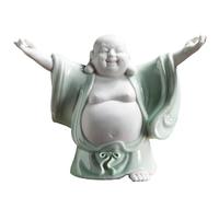 Wall lamp Buddha Ornament Figurine, Ceramic Laughing Buddha Statue for Good Luck, Lucky Happy Buddha Statuefor Good Luck Prosperity Office Car Decorations Garden Buddha Statue(B) Bracket Light