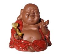 Wall lamp Buddha Ornament Figurine, Laughing Buddha Statue for Home and Car Decor, Ceramics Lucky Happy Buddha Figurine, Indoor Buddha Decoration Garden Buddha Statue(D) Bracket Light