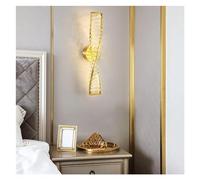 Wall Lamp Crystal Wall Sconce Lights | Elegant Wall Mounted Light Fixture Gold/Black Metal with Clear Crystal, 3-Color Light Change Mode Long Strip Lantern for Bedroom Living Room Decor ( Color : Dolp