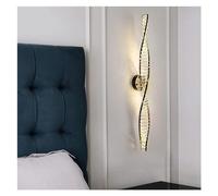 Wall Lamp Crystal Wall Sconce Lights | Elegant Wall Mounted Light Fixture Gold/Black Metal with Clear Crystal, 3-Color Light Change Mode Long Strip Lantern for Bedroom Living Room Decor ( Color : Dolp