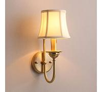 Wall Lamp E14 Retro Fabric Wall Light Single Head Full Copper Wall Sconce Simple Living Room Decorative Wall Lantern Style Country Bedroom Balcony Corridor Wall Fixture Lamp
