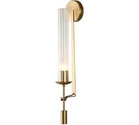 wall lamp , E26/E27 Gold Wall Sconce Tubular Clear Glass Wall Lighting Fixture for Bathroom Bedroom Living Room Corridor Hotel Glass + Metal LED Wall Lamp ,Indoor Wall Light ( Color : Warm Light )