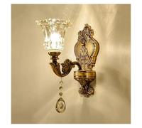 Wall lamp, European Retro Crystal Walls Light Living Room Bedroom Bedside Lamp Modern Corridor Aisle Mirror Front Wall Sconce Glass(Type A)