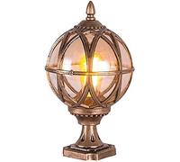 Wall Lamp Exterior Rainproof Pillar Light Traditional Outdoor Pillar Light Column Lamp Aluminum Glass Globe Post Lanterns Amen Patio Villa Garden/Black-Height: 43 cm