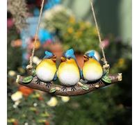 Wall lamp Garden Ornament Three Birds on A Swing Hanging Decoration Statue Resin Figurine Park Country Collection for The Home Garden Statues Outdoor Model,Yellow Bracket Light