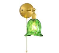 Wall Lamp Indoor Vintage with Switch Wall Light Rotatable Crystal Wall Lighting Florence Decoration Flowers Bedside Lamp Swivel Arm Wall Reading Light Green Glass Wall Sconce Zip Switch