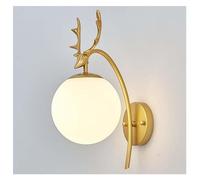 Wall Lamp Industrial Globe Wall Lamp, E27 Sconce Bedside Lamp with Ball Glass Shade Bathroom Mirror Light Wall Lighting Indoor for Bedroom Living Room Corridor Kitchen,C/Black/B (Color : Gold, Size