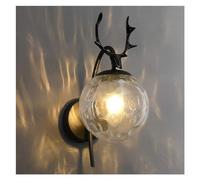 Wall Lamp Industrial Globe Wall Lamp, E27 Sconce Bedside Lamp with Ball Glass Shade Bathroom Mirror Light Wall Lighting Indoor for Bedroom Living Room Corridor Kitchen,C/Black/B (Color : Gold, Size