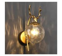 Wall Lamp Industrial Globe Wall Lamp, E27 Sconce Bedside Lamp with Ball Glass Shade Bathroom Mirror Light Wall Lighting Indoor for Bedroom Living Room Corridor Kitchen,C/Black/B (Color : Gold, Size