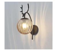 Wall Lamp Industrial Globe Wall Lamp, E27 Sconce Bedside Lamp with Ball Glass Shade Bathroom Mirror Light Wall Lighting Indoor for Bedroom Living Room Corridor Kitchen,C/Black/B (Color : Gold, Size